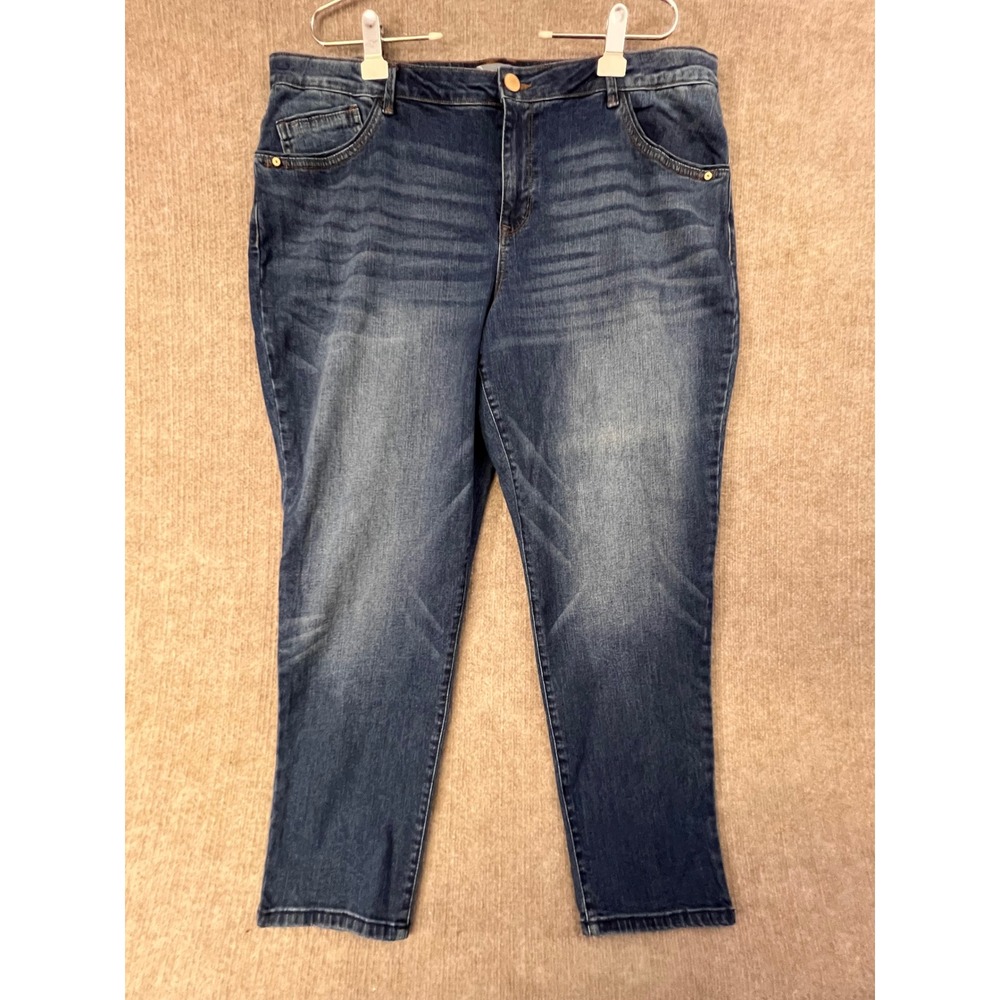 Wit & Wisdom Women's Size 20W Blue Denim Jeans Comfort Waist‎ Crop Pants